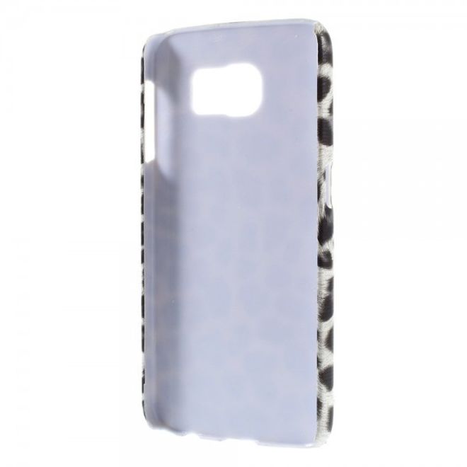 Samsung Galaxy S6 Hart Plastik Case mit Leopardmuster - weiss