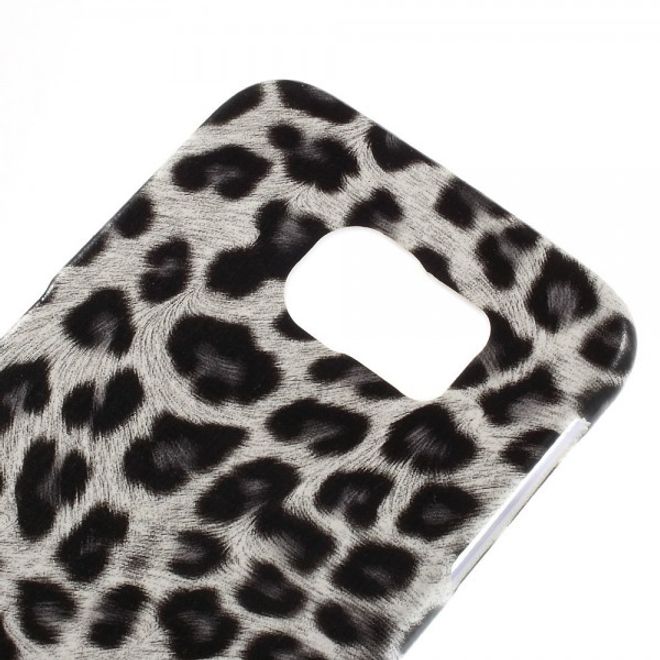 Samsung Galaxy S6 Hart Plastik Case mit Leopardmuster - weiss