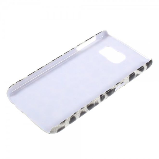 Samsung Galaxy S6 Hart Plastik Case mit Leopardmuster - weiss