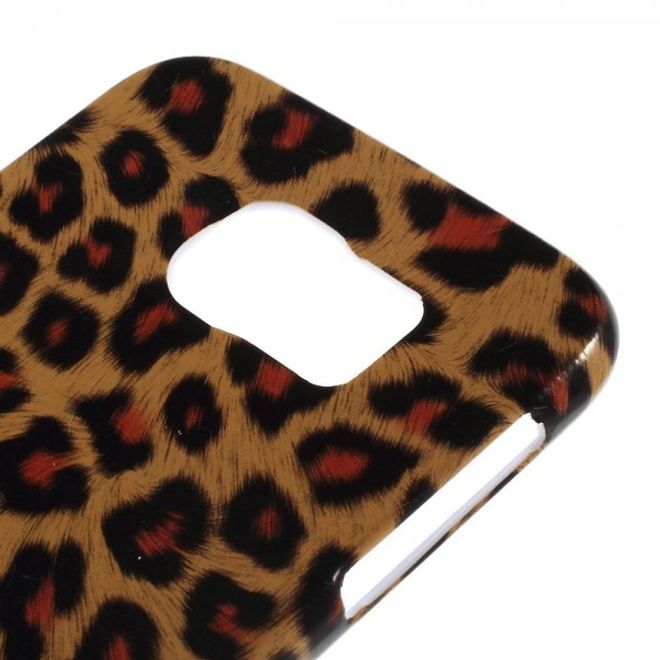 Samsung Galaxy S6 Hart Plastik Case mit Leopardmuster - braun