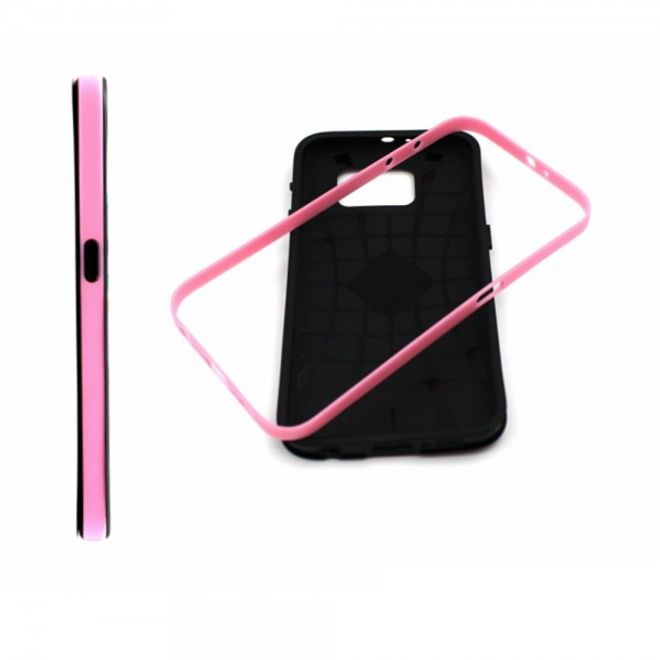 Samsung Galaxy S6 Hart Plastik Case mit farbigem Rahmen und Hakuna Matata Muster