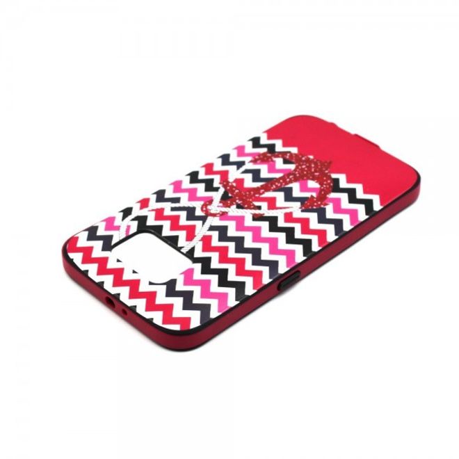 Samsung Galaxy S6 Hart Plastik Case mit farbigem Rahmen und Anker und Streifen