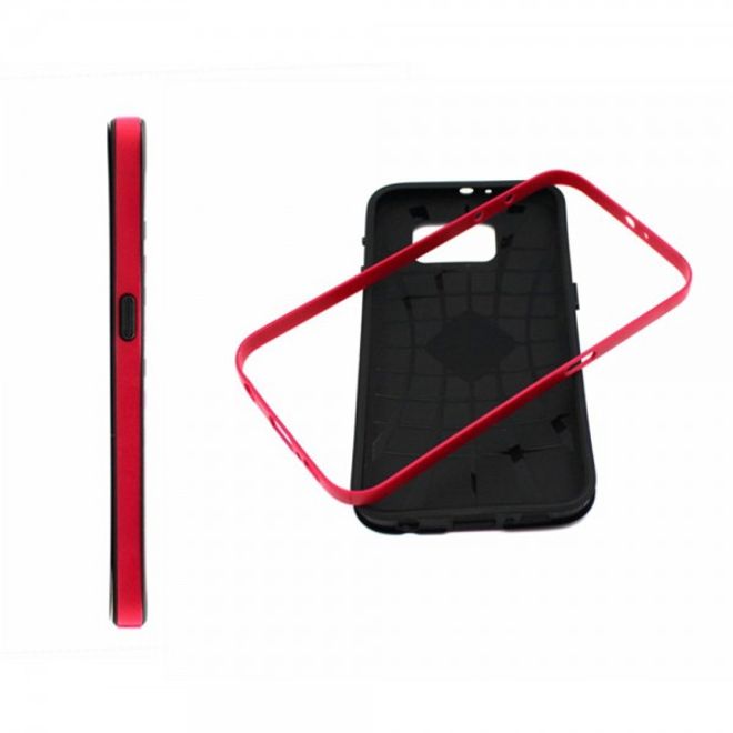 Samsung Galaxy S6 Hart Plastik Case mit farbigem Rahmen und roten Blumen