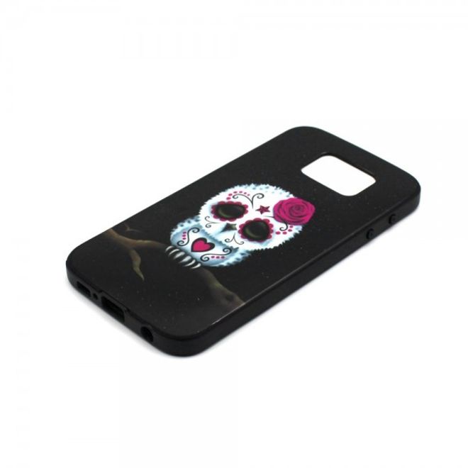 Samsung Galaxy S6 Hart Plastik Case mit farbigem Rahmen und trauriger Eule