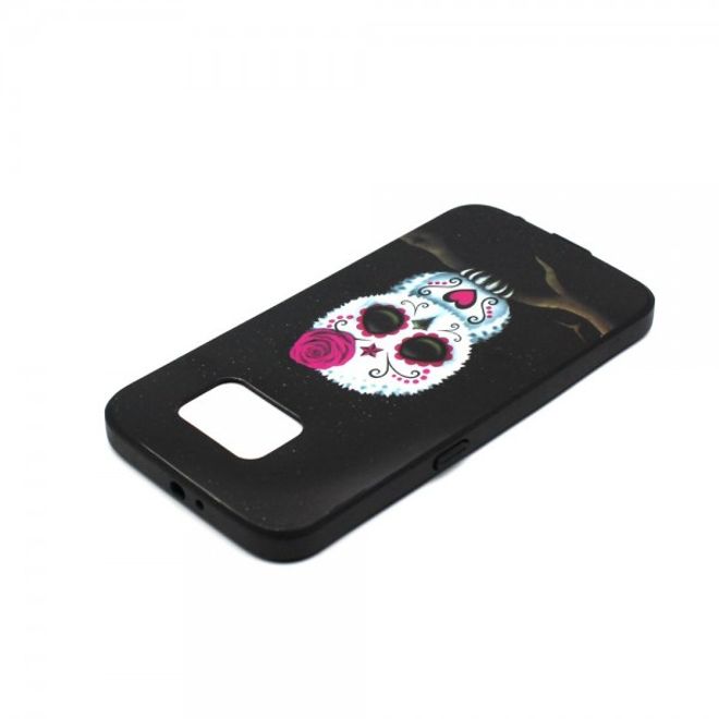 Samsung Galaxy S6 Hart Plastik Case mit farbigem Rahmen und trauriger Eule