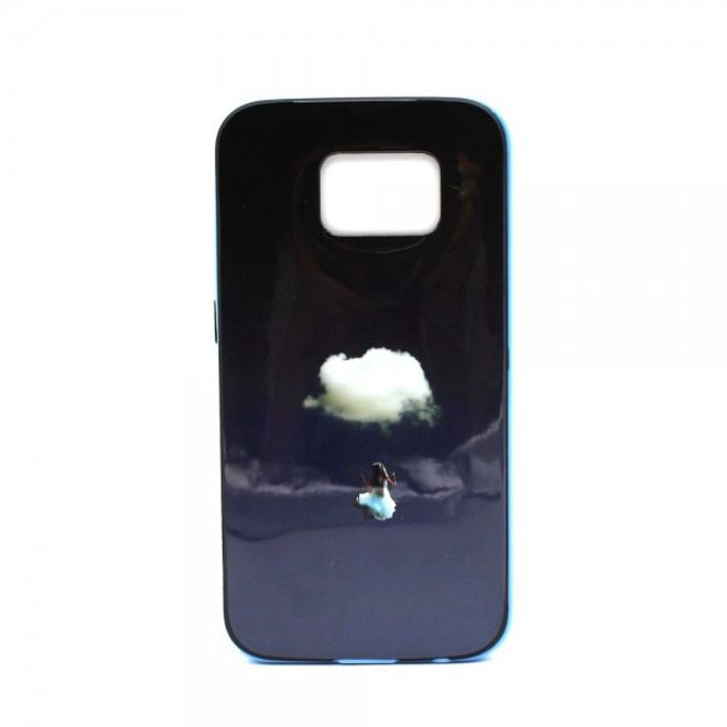 Samsung Galaxy S6 Hart Plastik Case mit farbigem Rahmen und Wolke