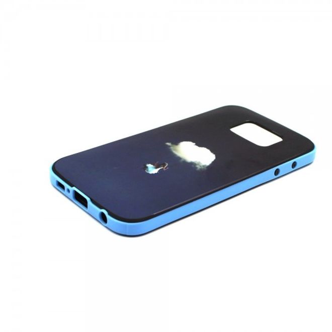 Samsung Galaxy S6 Hart Plastik Case mit farbigem Rahmen und Wolke