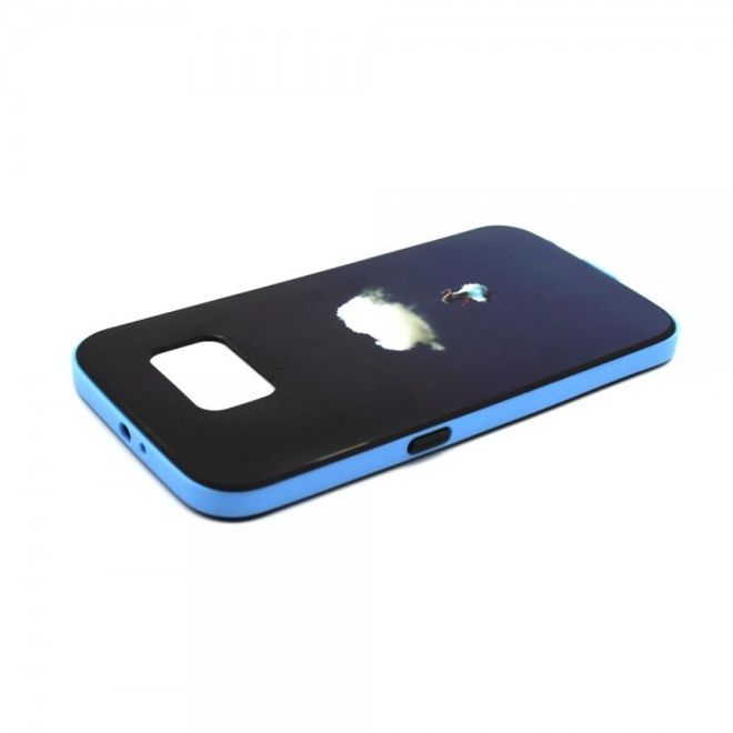 Samsung Galaxy S6 Hart Plastik Case mit farbigem Rahmen und Wolke