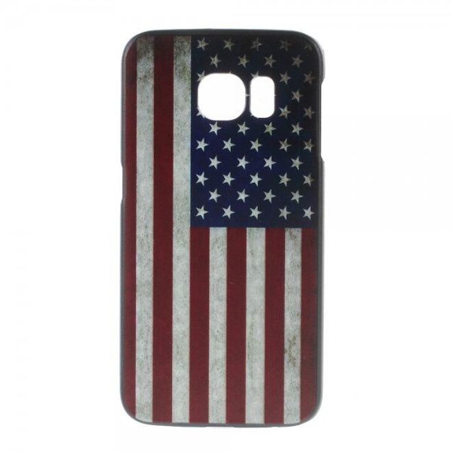 Galaxy S6 Edge Hart Plastik Case mit US Flagge retro-style