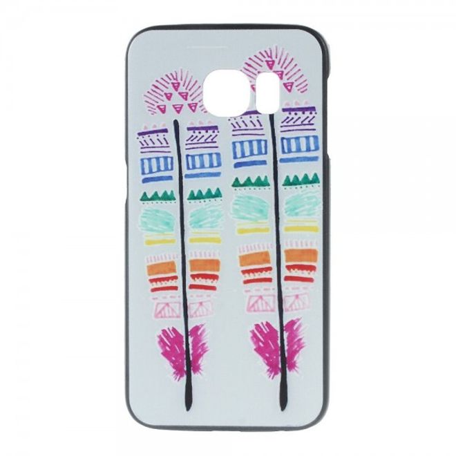 Galaxy S6 Edge Hart Plastik Case mit farbigen Federn