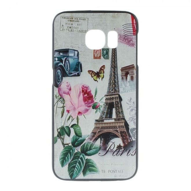 Galaxy S6 Edge Hart Plastik Case mit Eiffelturm und Blumen