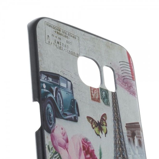 Galaxy S6 Edge Hart Plastik Case mit Eiffelturm und Blumen