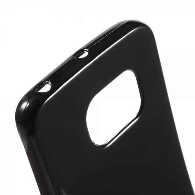 Galaxy S6 Edge Leicht glänzendes, elastisches Plastik Case - schwarz