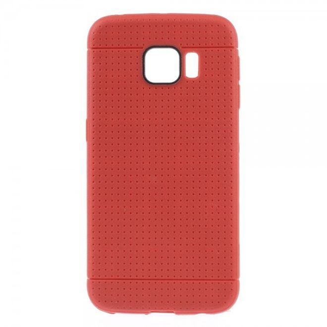 Galaxy S6 Edge Elastisches Plastik Case mit Gittermuster - rot