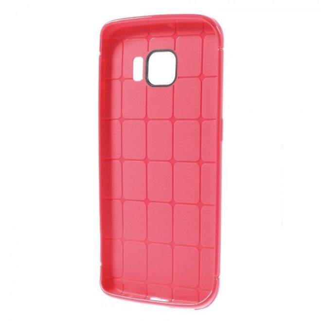 Galaxy S6 Edge Elastisches Plastik Case mit Gittermuster - rosa