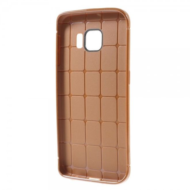 Galaxy S6 Edge Elastisches Plastik Case mit Gittermuster - orange