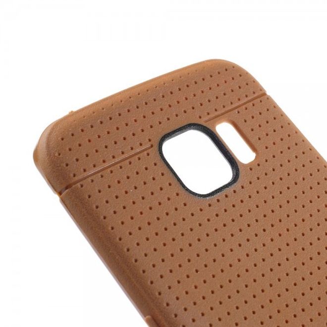 Galaxy S6 Edge Elastisches Plastik Case mit Gittermuster - orange