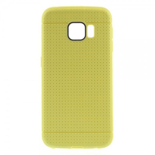 Galaxy S6 Edge Elastisches Plastik Case mit Gittermuster - gelb
