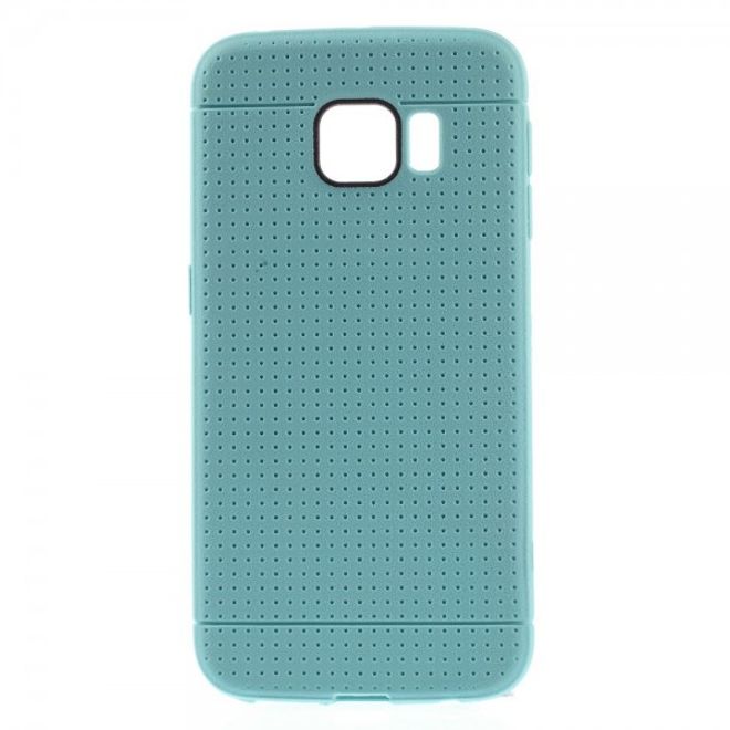 Galaxy S6 Edge Elastisches Plastik Case mit Gittermuster - hellblau