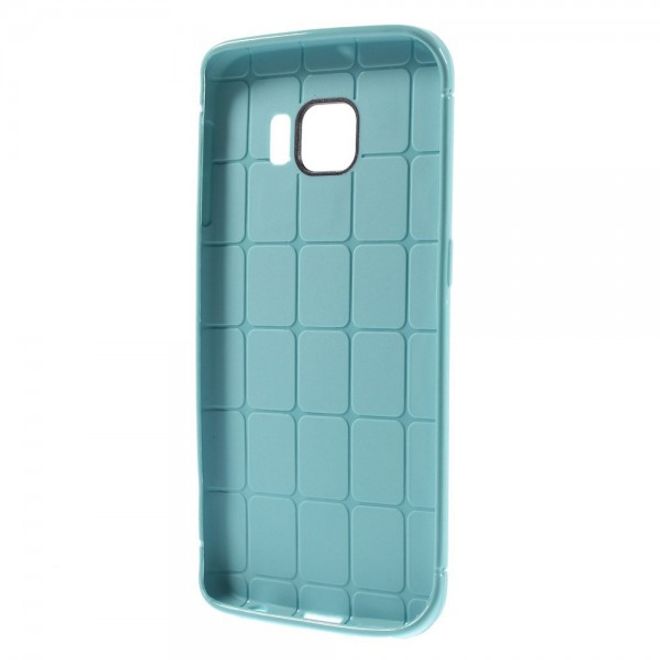 Galaxy S6 Edge Elastisches Plastik Case mit Gittermuster - hellblau
