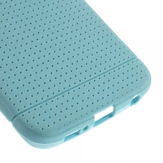 Galaxy S6 Edge Elastisches Plastik Case mit Gittermuster - hellblau