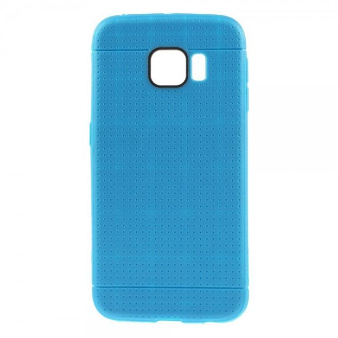 Galaxy S6 Edge Elastisches Plastik Case mit Gittermuster - dunkelblau
