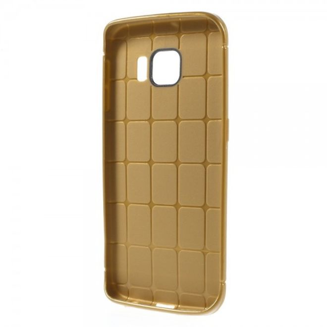 Galaxy S6 Edge Elastisches Plastik Case mit Gittermuster - braun