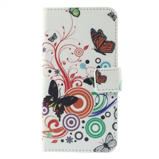 Galaxy S6 Edge Leder Case mit Schmetterlingen und Kreisen
