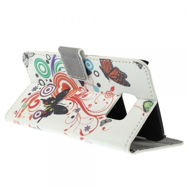 Galaxy S6 Edge Leder Case mit Schmetterlingen und Kreisen