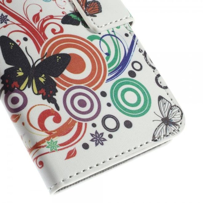 Galaxy S6 Edge Leder Case mit Schmetterlingen und Kreisen