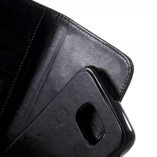 Galaxy S6 Edge Simples Leder Portemonnaie mit abnehmbaren Case - schwarz