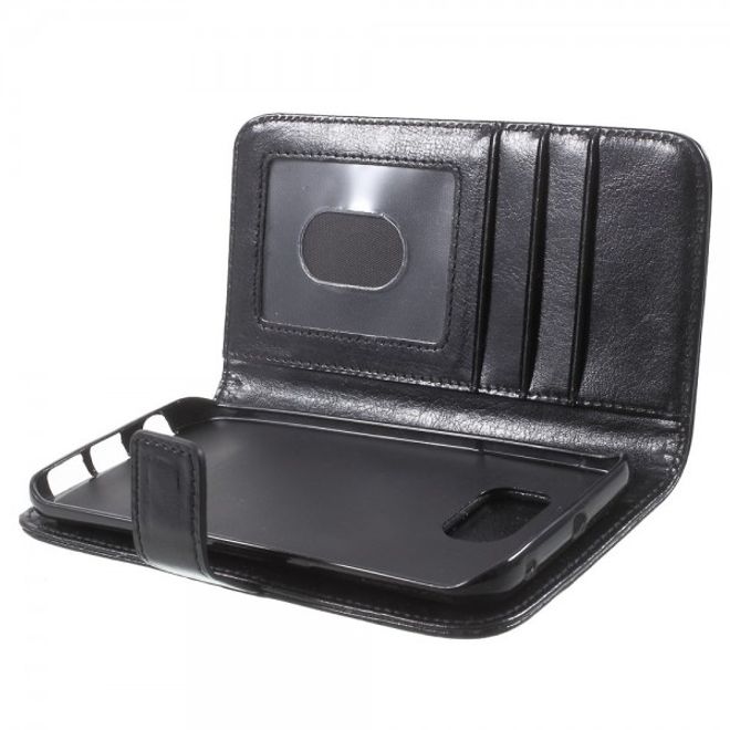 Galaxy S6 Edge Simples Leder Portemonnaie mit abnehmbaren Case - schwarz