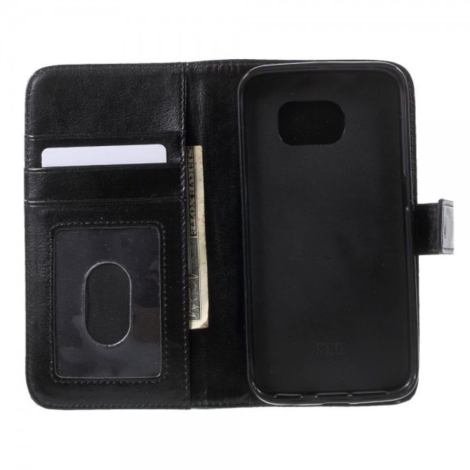 Galaxy S6 Edge Simples Leder Portemonnaie mit abnehmbaren Case - schwarz
