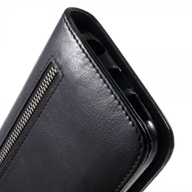 Galaxy S6 Edge Simples Leder Portemonnaie mit abnehmbaren Case - schwarz