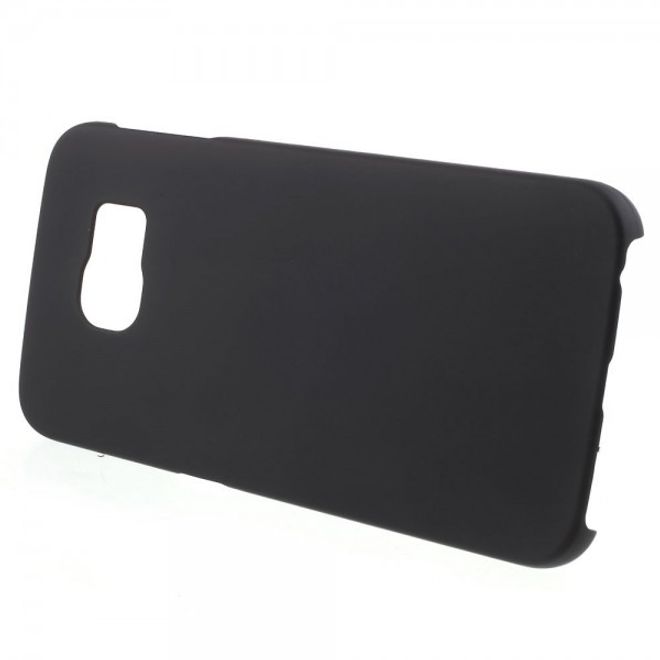 Galaxy S6 Edge Gummiertes Hart Plastik Case - schwarz