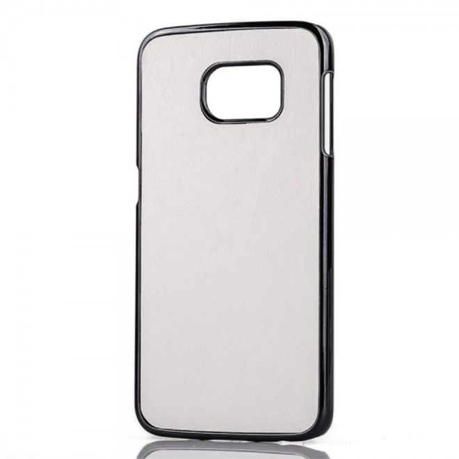 Galaxy S6 Edge Hart Plastik Case mit lederartiger Crazy Horse Oberfläche - weiss
