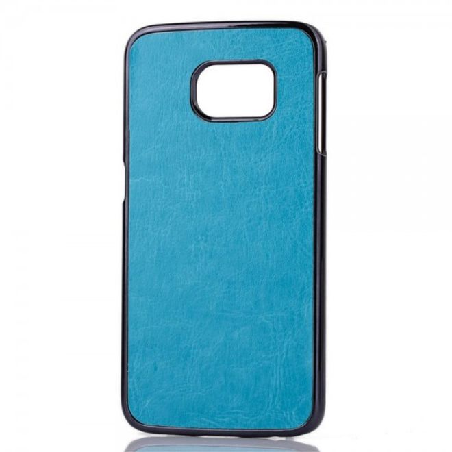 Galaxy S6 Edge Hart Plastik Case mit lederartiger Crazy Horse Oberfläche - blau