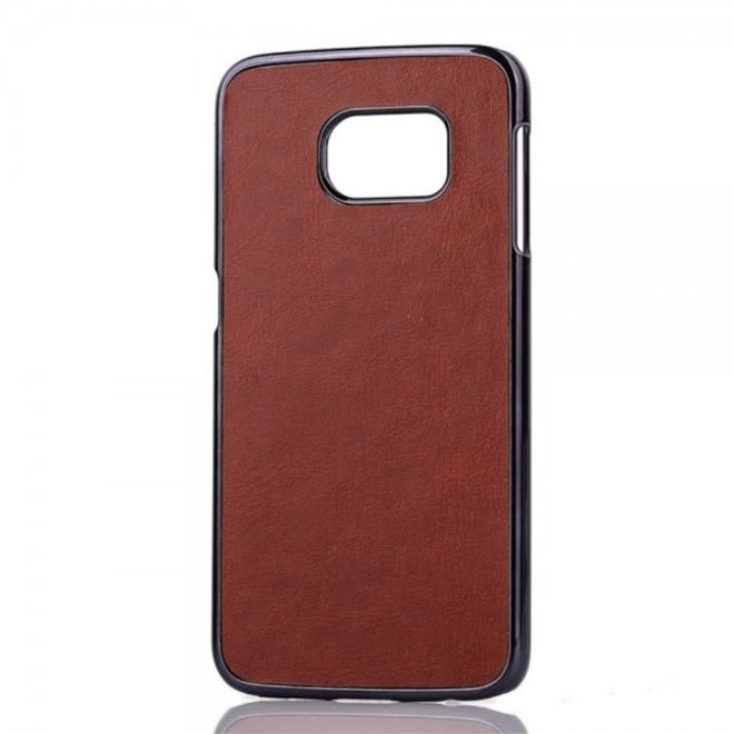 Galaxy S6 Edge Hart Plastik Case mit lederartiger Crazy Horse Oberfläche - braun