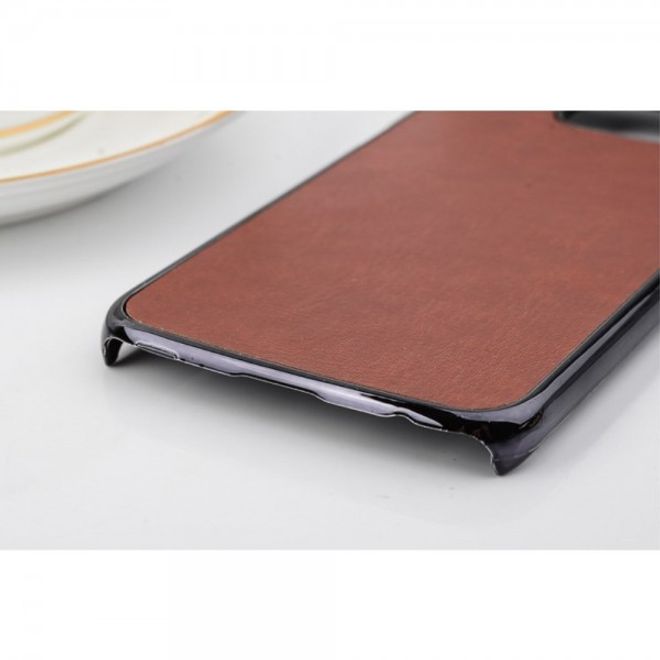 Galaxy S6 Edge Hart Plastik Case mit lederartiger Crazy Horse Oberfläche - braun