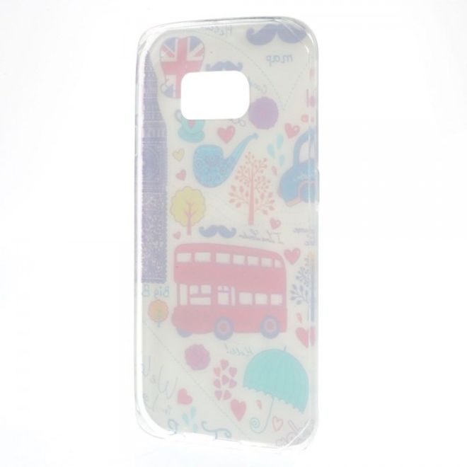 Galaxy S6 Edge Dünnes, elastisches Plastik Case mit rotem Bus und Big Ben