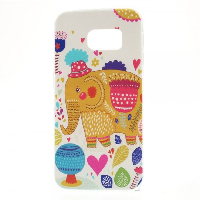 Galaxy S6 Edge Dünnes, elastisches Plastik Case mit stylischem Elefanten