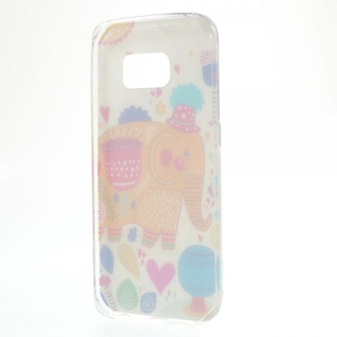 Galaxy S6 Edge Dünnes, elastisches Plastik Case mit stylischem Elefanten