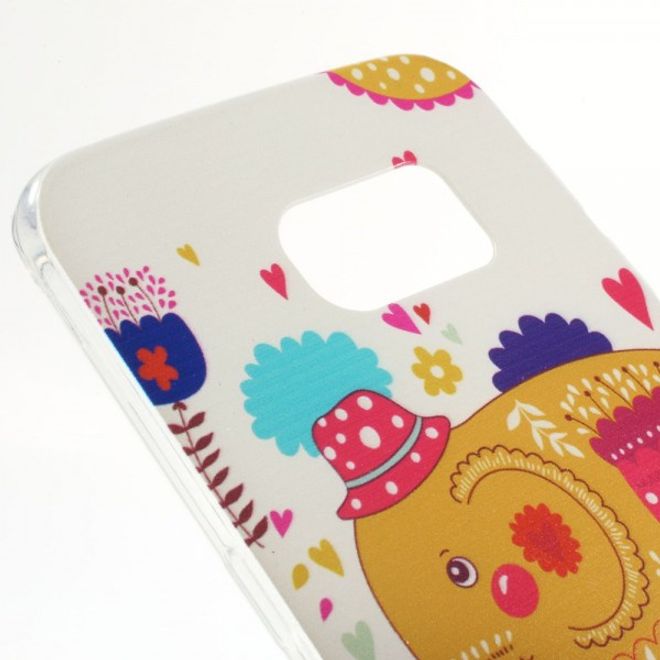 Galaxy S6 Edge Dünnes, elastisches Plastik Case mit stylischem Elefanten