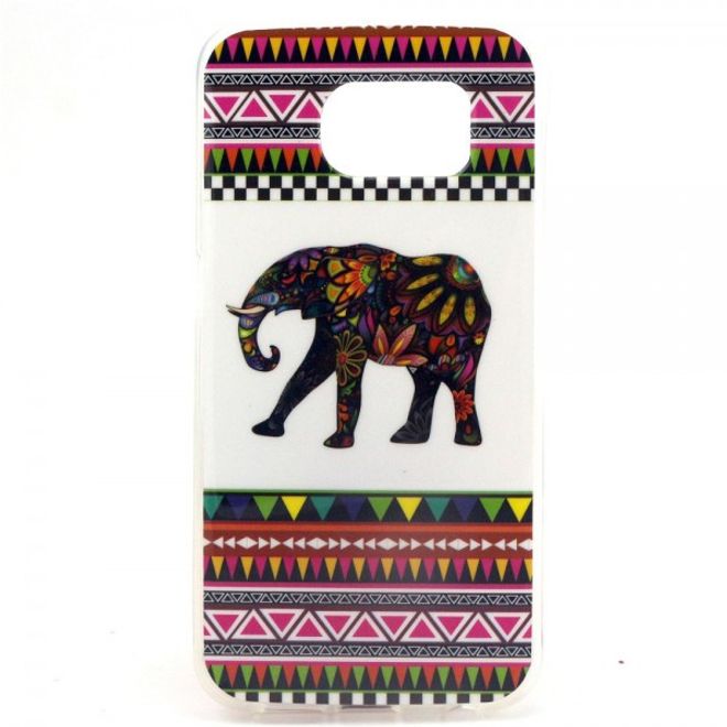 Galaxy S6 Edge Elastisches Plastik Case mit Elefanten im Maya Style