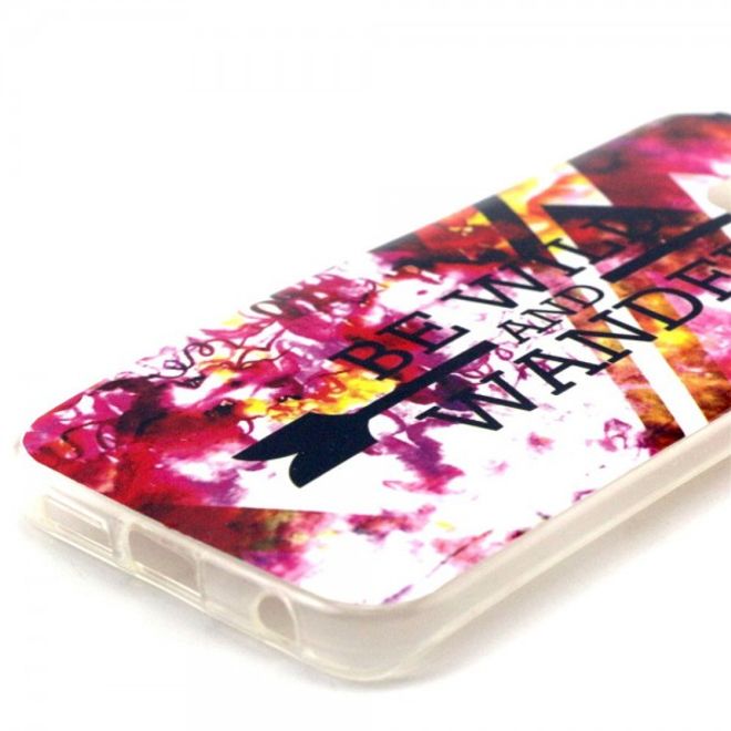 Galaxy S6 Edge Elastisches Plastik Case mit Schriftzug Be wild and wander