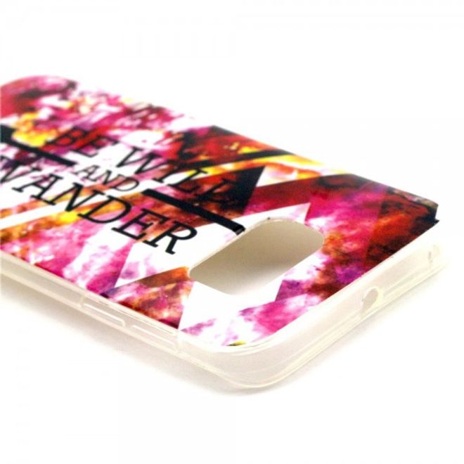 Galaxy S6 Edge Elastisches Plastik Case mit Schriftzug Be wild and wander