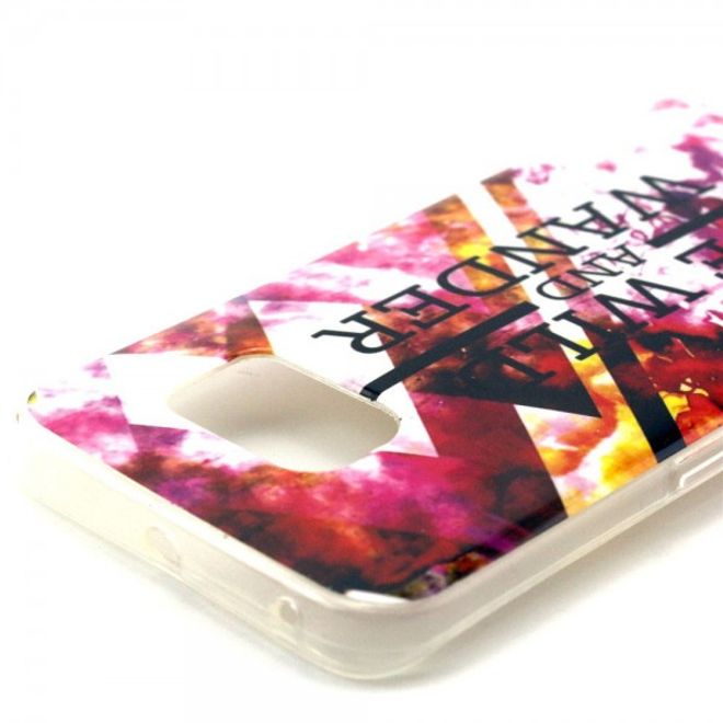 Galaxy S6 Edge Elastisches Plastik Case mit Schriftzug Be wild and wander