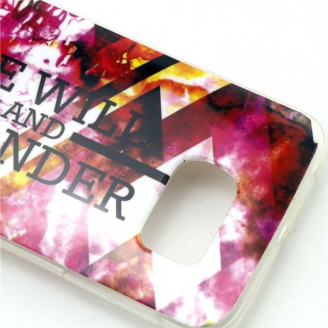 Galaxy S6 Edge Elastisches Plastik Case mit Schriftzug Be wild and wander