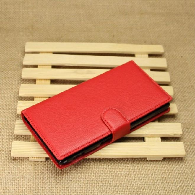 Sony Xperia M2 Aqua Modisches Leder Case mit Kreditkartenschlitz - rot
