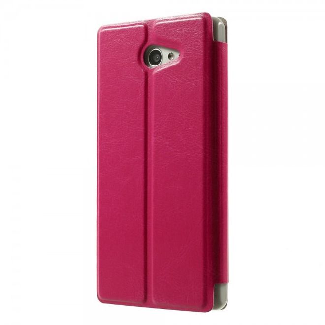 Sony Xperia M2 Aqua Crazy Horse Leder Case mit Standfunktion - rosa